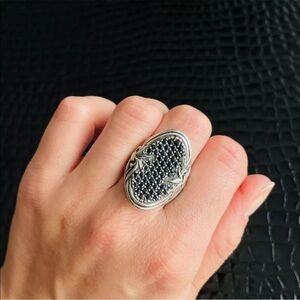 Scott Kay Black Sapphire Concave Sterling Silver Ring